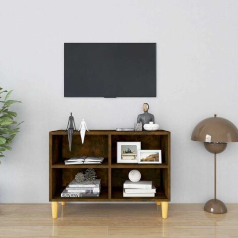 Meuble TV Moderne - Meuble de rangement - Buffet Salon - avec pieds en bois massif Chêne fumé 69,5x30x50 cm Chic-476271 (1/5)