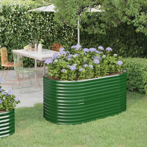 Bac à fleurs - Jardinière pour extérieur/intérieur jardin terrasse balcon - Acier enduit de poudre 152x80x68 cm Vert Chic-308967 (1/5)