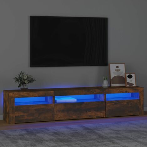 Meuble TV, Étagère TV, Meuble de Salon, avec lumières LED Chêne fumé OIB6249E (1/5)