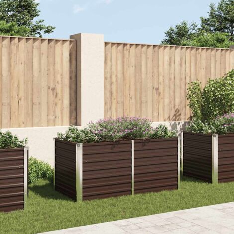 Bac à fleurs - Jardinière pour extérieur/intérieur jardin terrasse balcon - Lit surélevé Marron 160x80x77 cm Acier galvanisé Chic-820108 (1/5)