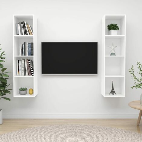 Meubles TV muraux 2 pcs Moderne - Meubles de rangement - Buffet Salon - Blanc Aggloméré Chic-897818 (1/5)