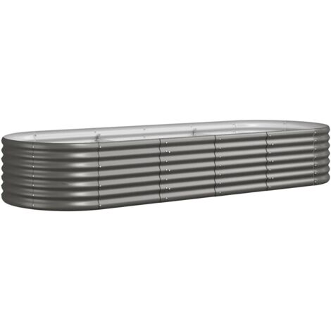 Jardinière, Pot de Fleurs d'extérieur, Acier enduit de poudre 224x80x36 cm Gris OIB2565E (1/5)