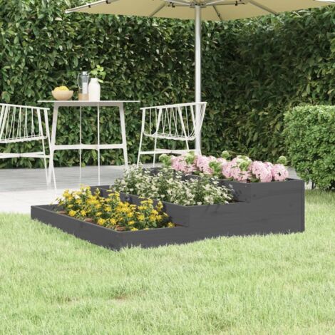 Bac à fleurs - Jardinière pour extérieur/intérieur jardin terrasse balcon - Gris 107x107x27 cm Bois massif de pin Chic-459496 (1/5)