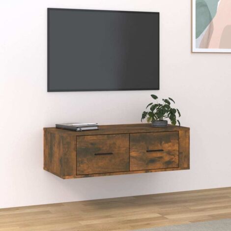 Meuble TV suspendue Moderne - Meuble de rangement - Buffet Salon - Chêne fumé 80x36x25 cm Bois d'ingénierie Chic-289719 (1/5)