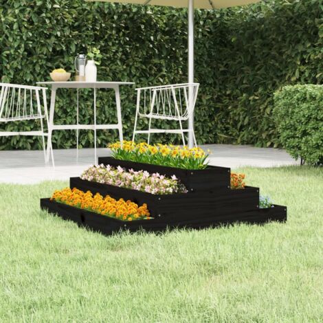 Bac à fleurs - Jardinière pour extérieur/intérieur jardin terrasse balcon - Noir 80x80x27 cm Bois massif de pin Chic-320519 (1/5)