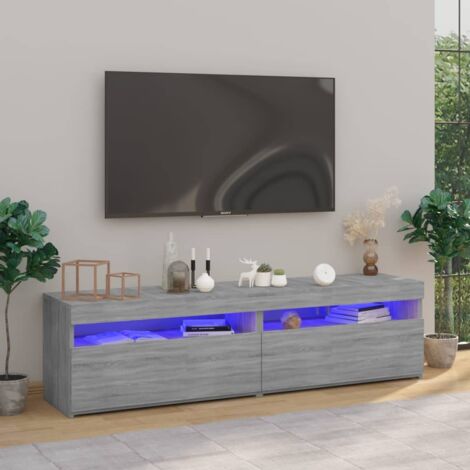 SKM Meubles TV avec lumières LED 2 pcs Sonoma gris 75x35x40 cm (1/5)