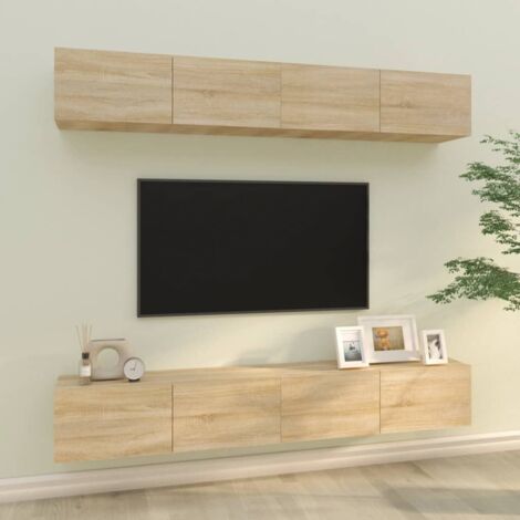 Meubles TV muraux 4 pcs Moderne - Meubles de rangement - Buffet Salon - Chêne sonoma 100x30x30 cm Chic-407536 (1/5)