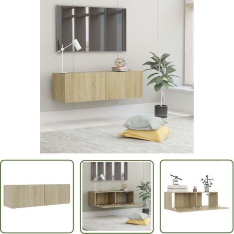 Meuble TV pour Salon - Armoire TV Chêne sonoma 100x30x30 cm Aggloméré BV434629 - BonneVie (1/5)
