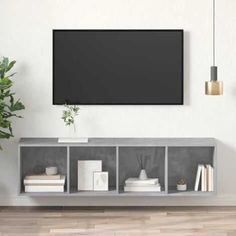 Meuble TV mural Moderne - Meuble de rangement - Buffet Salon - Gris béton 37x37x142, 5 cm Aggloméré Chic-833154 (1/5)
