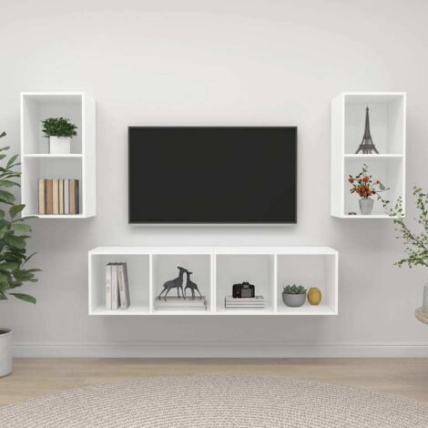 Meubles TV muraux 4 pcs Moderne - Meubles de rangement - Buffet Salon - Blanc Aggloméré Chic-533630 (1/5)