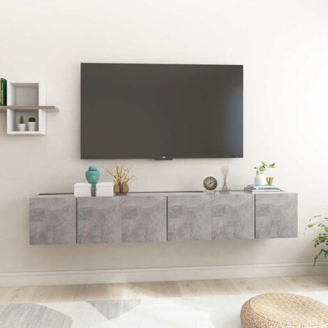 Meubles TV suspendus 3 pcs Moderne - Meubles de rangement - Buffet Salon - Gris béton 60x30x30 cm Chic-456692 (1/5)