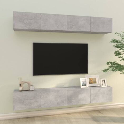 Meubles TV muraux 4 pcs Moderne - Meubles de rangement - Buffet Salon - Gris béton 100x30x30 cm Chic-373780 (1/5)
