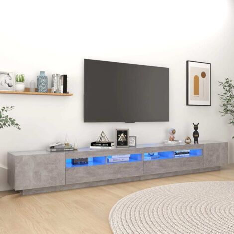 Meuble TV avec lumières LED Moderne - Meuble de rangement - Buffet Salon - Gris béton 300x35x40 cm Chic-684301 (1/5)