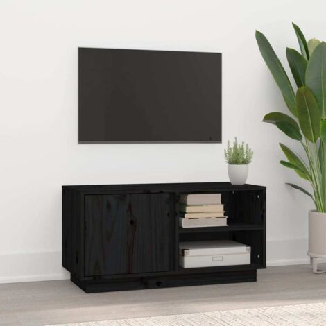 Meuble TV Moderne - Meuble de rangement - Buffet Salon - Moderne Noir 80x35x40,5 cm Bois de pin massif Chic-245026 (1/5)