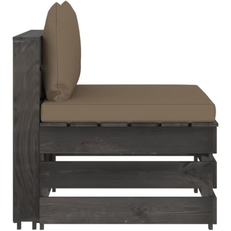 Canapé central sectionnel avec coussins Bois imprégné de gris (1/5)