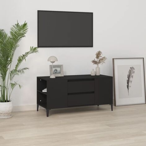 Meuble TV Moderne - Meuble de rangement - Buffet Salon - Moderne Noir 102x44,5x50 cm Bois d'ingénierie Chic-258651 (1/5)