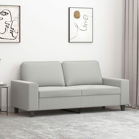 Canapé droit fixe 2 places, Canapé de relaxation Meuble de Salon, Gris clair 140 cm Tissu microfibre OIB6309E (1/5)