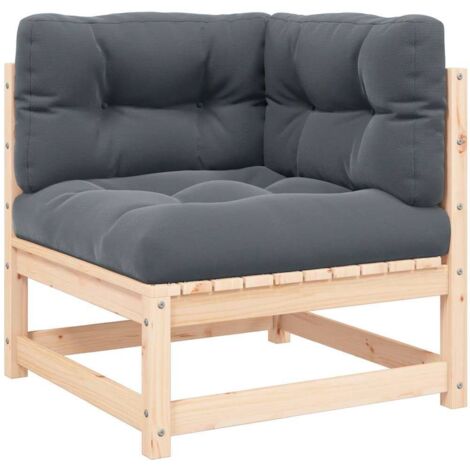 Canapé d'angle de jardin - Salon de jardin - Banc de jardin - coussins anthracite Bois de pin massif Chic-725472 (1/5)