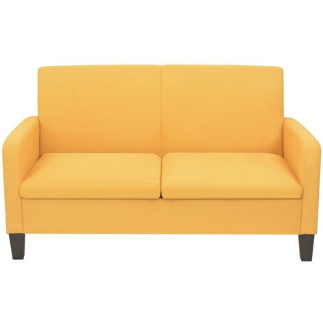 Canapé droit fixe 2 places, Canapé de relaxation Meuble de Salon, 135 x 65 x 76 cm Jaune OIB7250E (1/4)