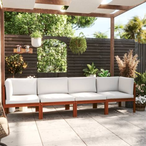 Canapé fixe 4 places de jardin - Salon de jardin - Banc de jardin - avec coussin Bois d'acacia massif Chic-246815 (1/5)
