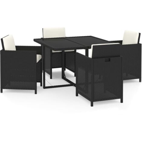 Salon de jardin 5 pcs - Mobilier de jardin - Mobilier à dîner de jardin Résine tressée Noir Chic-344571 (1/5)