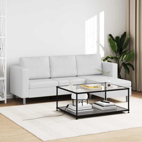 Canapé sectionnel 3 places de jardin - Salon de jardin - Banc de jardin - Cuir synthétique Blanc Chic-993326 (1/5)