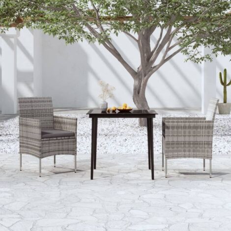 Salon de jardin 3 pcs - Mobilier de jardin - Ensemble de salle à manger de jardin et coussins Gris/noir Chic-311094 (1/5)
