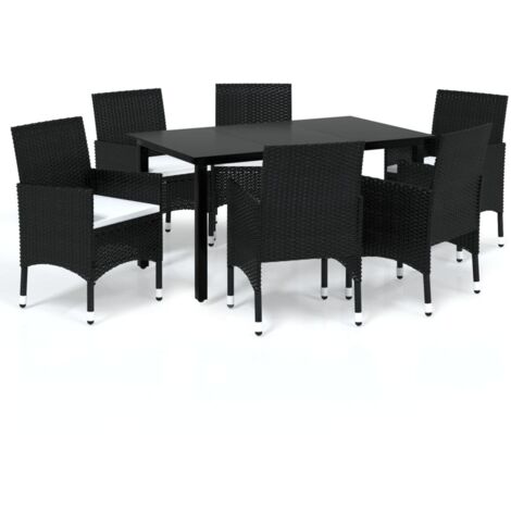 Salon de jardin 7 pcs - Mobilier de jardin - Mobilier à dîner de jardin Résine tressée Noir Chic-531148 (1/5)