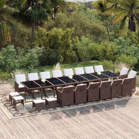 Salon de jardin 21 pcs - Mobilier de jardin - Ensemble à dîner de jardin coussins Marron Résine tressée Chic-915570 (1/5)