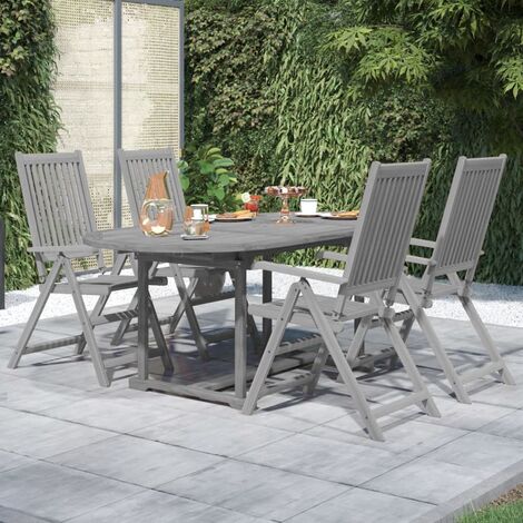 Salon de jardin 5 pcs - Mobilier de jardin - Ensemble de salle à manger de jardin Bois d'acacia massif Chic-638898 (1/5)