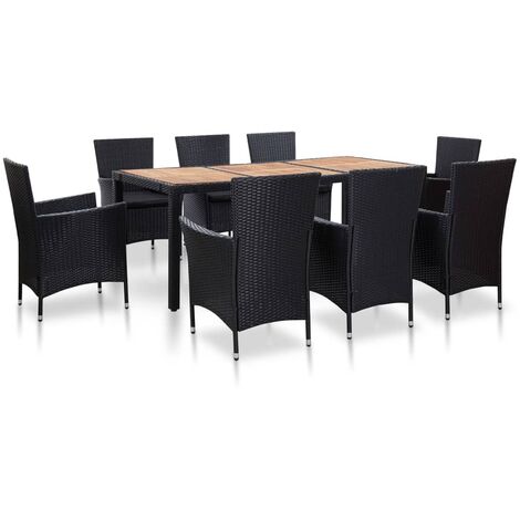 Salon de jardin 9 pcs - Mobilier de jardin - Mobilier à dîner de jardin et coussins Résine tressée Noir Chic-163431 (1/5)