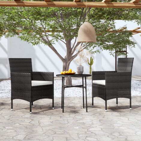 Salon de jardin 3 pcs - Mobilier de jardin - Mobilier à dîner de jardin Résine tressée Noir Chic-733623 (1/5)