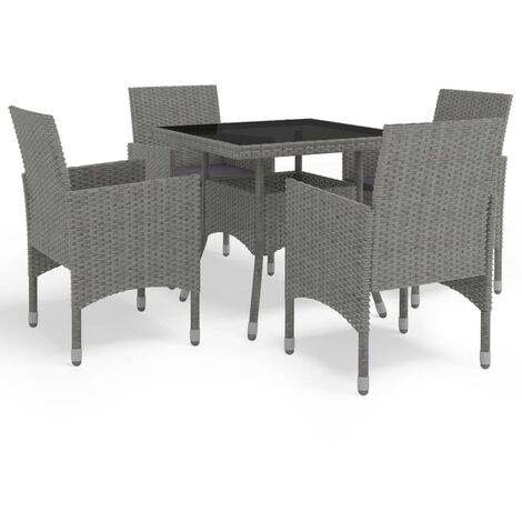 Salon de jardin 5 pcs - Mobilier de jardin - Ensemble à dîner de jardin Gris Résine tressée et verre Chic-835189 (1/5)