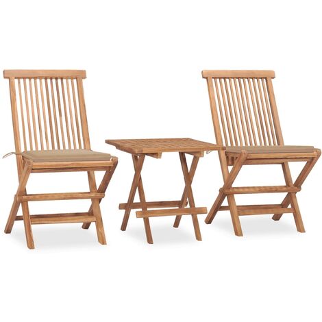 Salon de jardin 3 pcs - Mobilier de jardin - Mobilier à dîner d'extérieur pliable avec coussin Teck Chic-564874 (1/5)