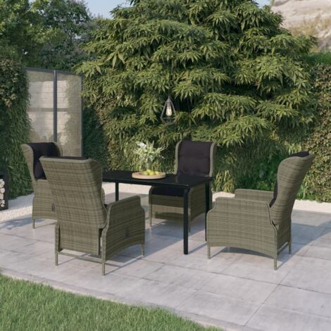 Salon de jardin 5 pcs - Mobilier de jardin - Ensemble de salle à manger de jardin Marron Chic-771162 (1/5)