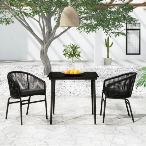 Ensemble Table et Chaise de Jardin 3 pcs - Ensemble de salle à manger de jardin Noir BV404570 - BonneVie (1/5)