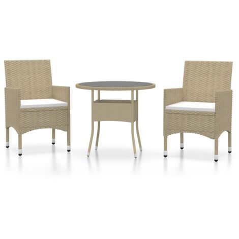 Salon de jardin 3 pcs - Mobilier de jardin - Ensemble de salle à manger de jardin Résine tressée Beige Chic-321630 (1/5)