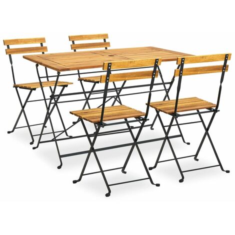 Salon de jardin 5 pcs - Mobilier de jardin - Mobilier à dîner d'extérieur pliable Bois d'acacia solide Chic-897141 (1/5)