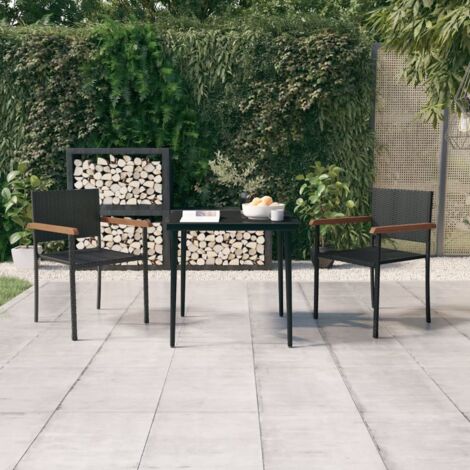 Ensemble Table et Chaise de Jardin 3 pcs - Ensemble de salle à manger de jardin Noir BV821981 - BonneVie (1/5)