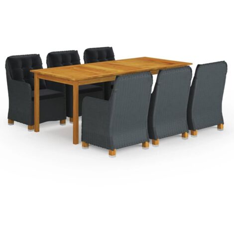 Salon de jardin 7 pcs - Mobilier de jardin - Ensemble de salle à manger de jardin Gris foncé Chic-817362 (1/5)