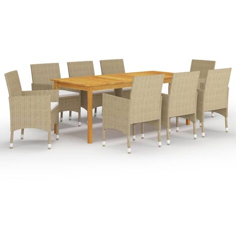 Ensemble de salle à manger de jardin 9 pcs Beige 2 (1/5)