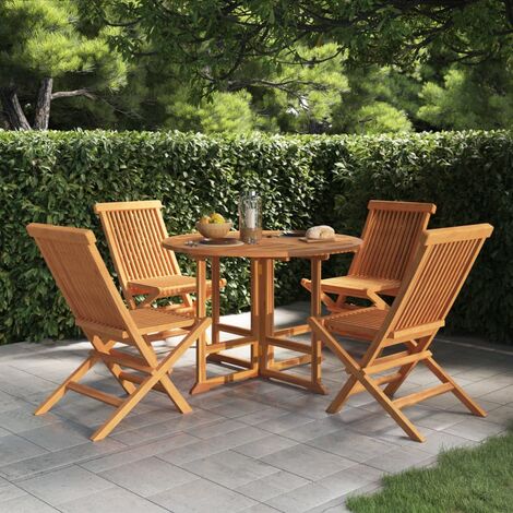 Salon de jardin 5 pcs - Mobilier de jardin - Mobilier à dîner d'extérieur pliable Bois solide de teck Chic-218881 (1/5)