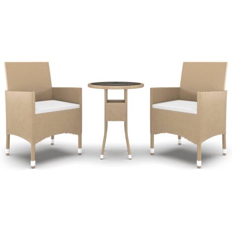Salon de jardin 3 pcs - Mobilier de jardin - Ensemble de salle à manger de jardin Résine tressée Beige Chic-461969 (1/5)
