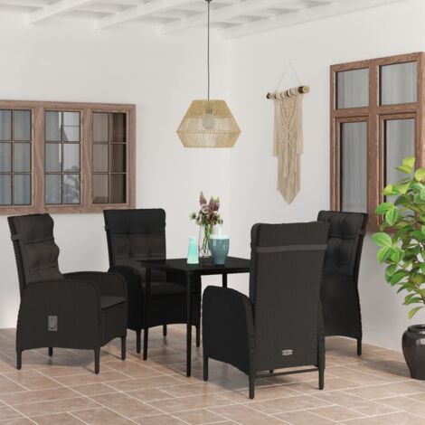 Salon de jardin 5 pcs - Mobilier de jardin - Ensemble de salle à manger de jardin avec coussins Noir Chic-946431 (1/5)