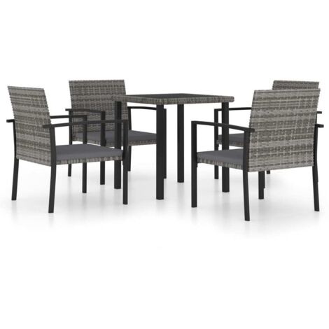 INLIFE Ensemble de salle à manger de jardin 5 pcs Résine tressée Gris (1/5)