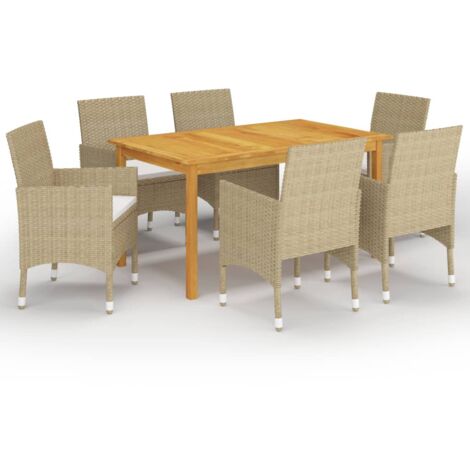 Salon de jardin 7 pcs - Mobilier de jardin - Ensemble de salle à manger de jardin Beige Chic-858849 (1/5)