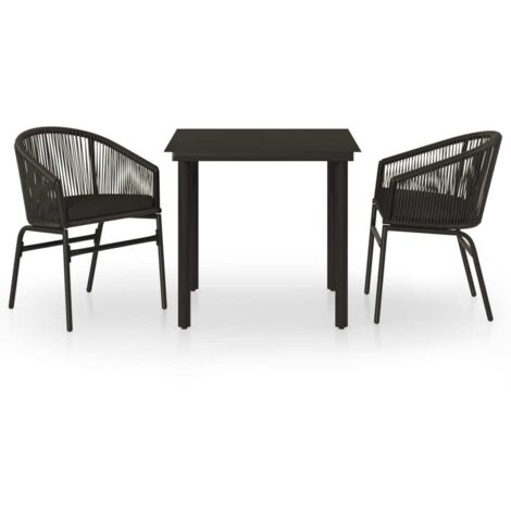 Ensemble de salle à manger de jardin 3 pcs Noir 11 (1/5)