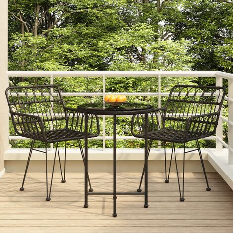 Salon de jardin 3 pcs - Mobilier de jardin - Ensemble Table à manger + 2 chaises Noir Résine tressée Chic-274149 (1/5)