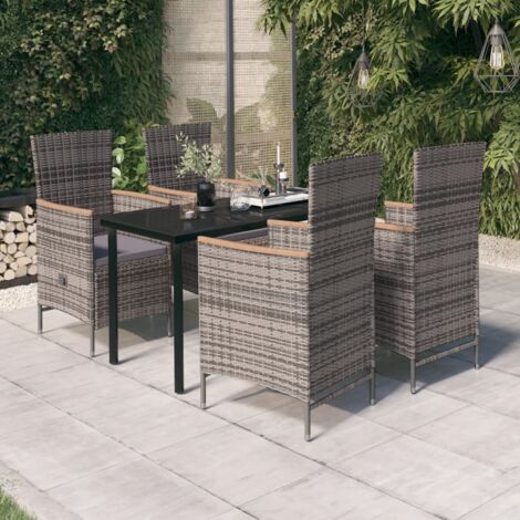 Salon de jardin 5 pcs - Mobilier de jardin - Ensemble de salle à manger de jardin avec coussins Gris Chic-350032 (1/5)