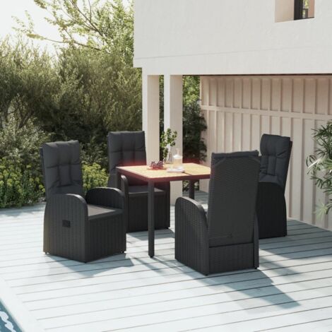 Salon de jardin avec coussins 5 pcs - Mobilier de jardin - Mobilier à dîner de jardin Noir Résine tressée Chic-670436 (1/5)